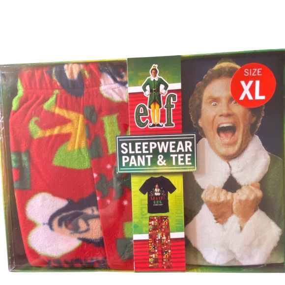 NWT Elf (Movie) “I Know Him!” New In Box Sleepwear Pant & Tee Set Men’s Size XL - Picture 1 of 4